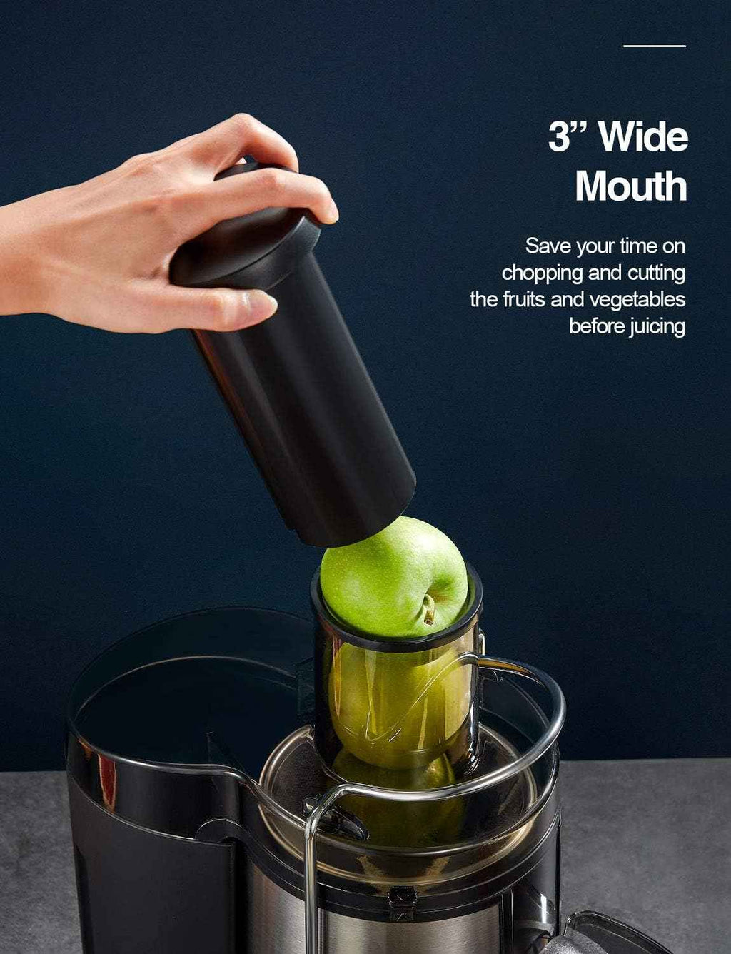 Qcen 500W Centrifugal Juicer Extractor with Wide Mouth Feed Chute for Fruit Vegetable, Easy to Clean Stainless Steel BPA-free