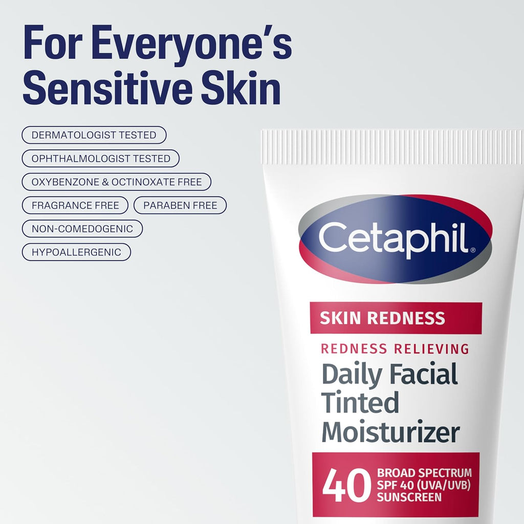 cetaphil redness relieving daily facial moisturizer spf 40, 1.7 fl oz, neutral tint, for redness-prone skin