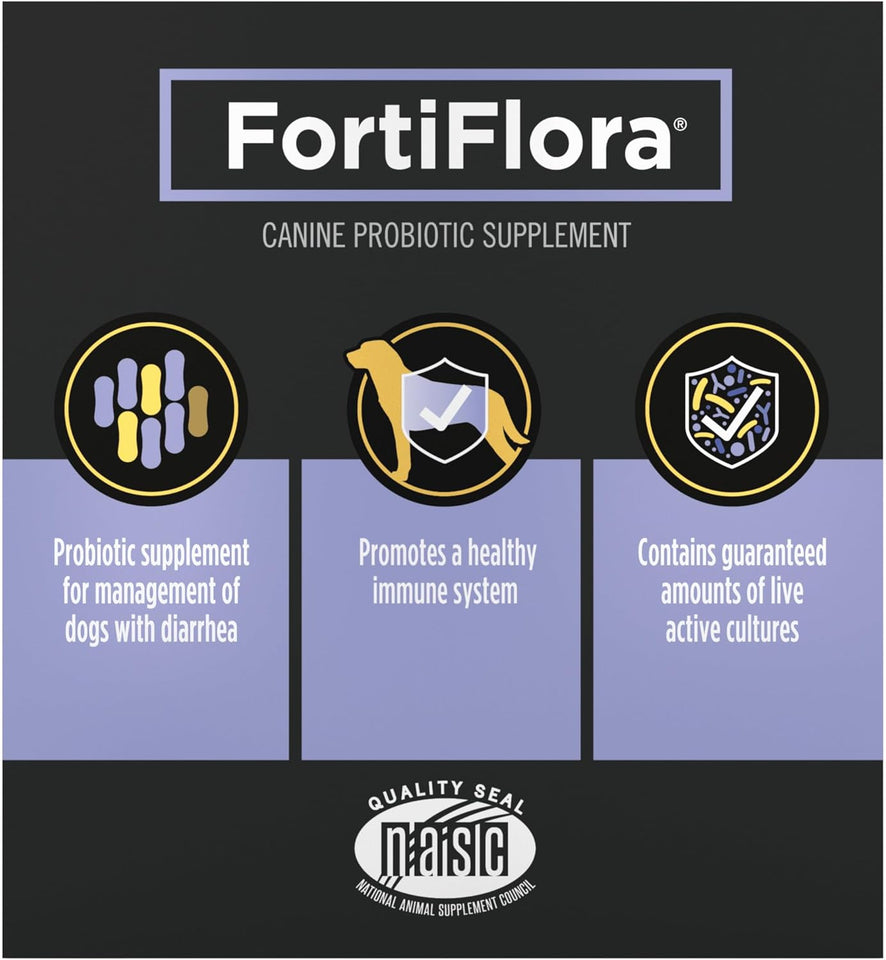 PLrina Pro Plan Veterinary Supplements FortiFlora Daily Probiotics for Dogs, Helps Digestive Gut Health and Diarrhea - 30 ct. Box