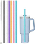 Replacement Straw Compatible with Stanley 40 oz 30 oz Cup Tumbler, 6 Pack Reusable Straw with Cleaning Brush, Plastic, Clear