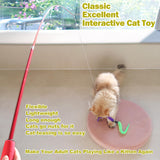 MeoHui Cat Toys for Indoor Cats, Interactive Cat Toy 2PCS Retractable Wand Toy and 9PCS Cat Feather Toys Refills, Funny Kitten Toys Cat Fishing Pole Toy for Bored Indoor Cats Chase and Exercise