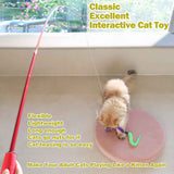 Cat Toys for Indoor Cats, Interactive Cat Toy 2PCS Retractable Wand Toy and 9PCS Cat Feather Toys Refills, Funny Kitten Toys Cat Fishing Pole Toy for Bored Indoor Cats Chase and Exercise
