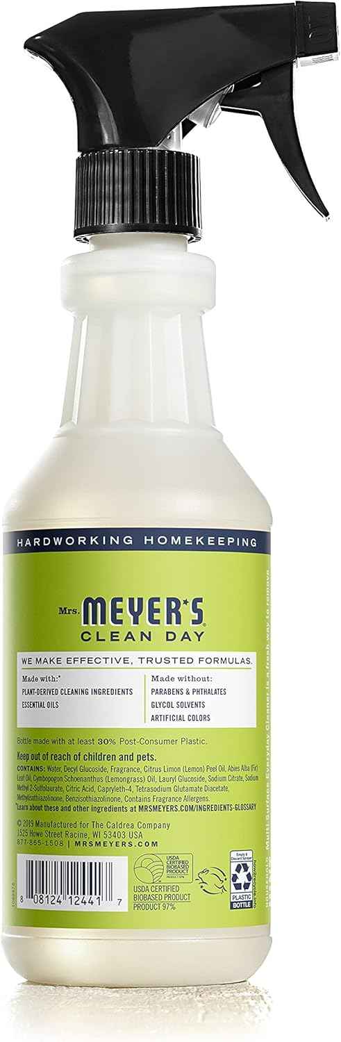 Mrs. Meyer's All-Purpose Cleaner Spray, Lemon Verbena, 16 fl oz, Cruelty-Free, Pack of 3