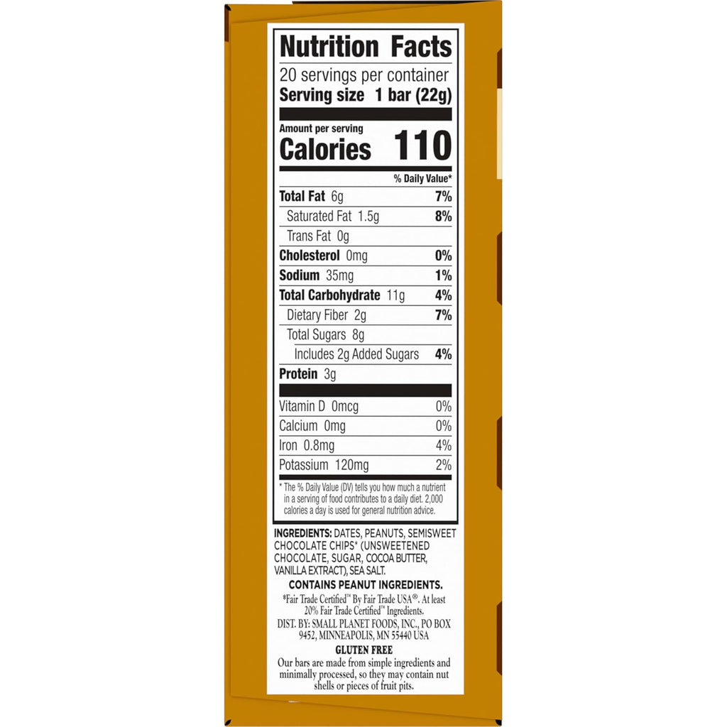 Larabar peanut butter chocolate chip mini bars, gluten free vegan, 20-count snack size