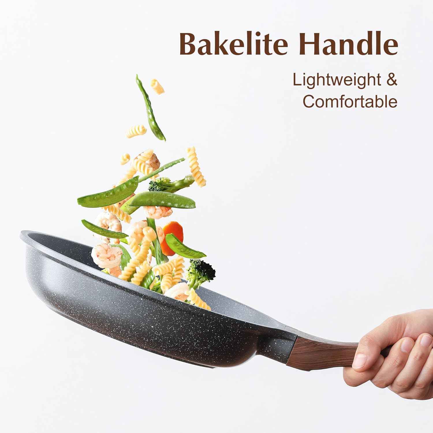 SENSARTE Nonstick Frying Pan Skillet, Swiss Granite Coating Omelette Pan, Healthy Stone Cookware Chef's Pan, PFOA Free (8/9.5/10/11/12.5 Inch) (9.5 Inch)