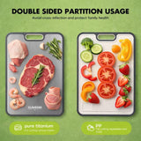 Sumzzz Titanium Cutting Board for Kitchen, Non Toxic 2-in-1 Cutting Board Double Sided Food Grade PLre Titanium, Knife Friendly Easy to Clean Large Size 15”×10.3”