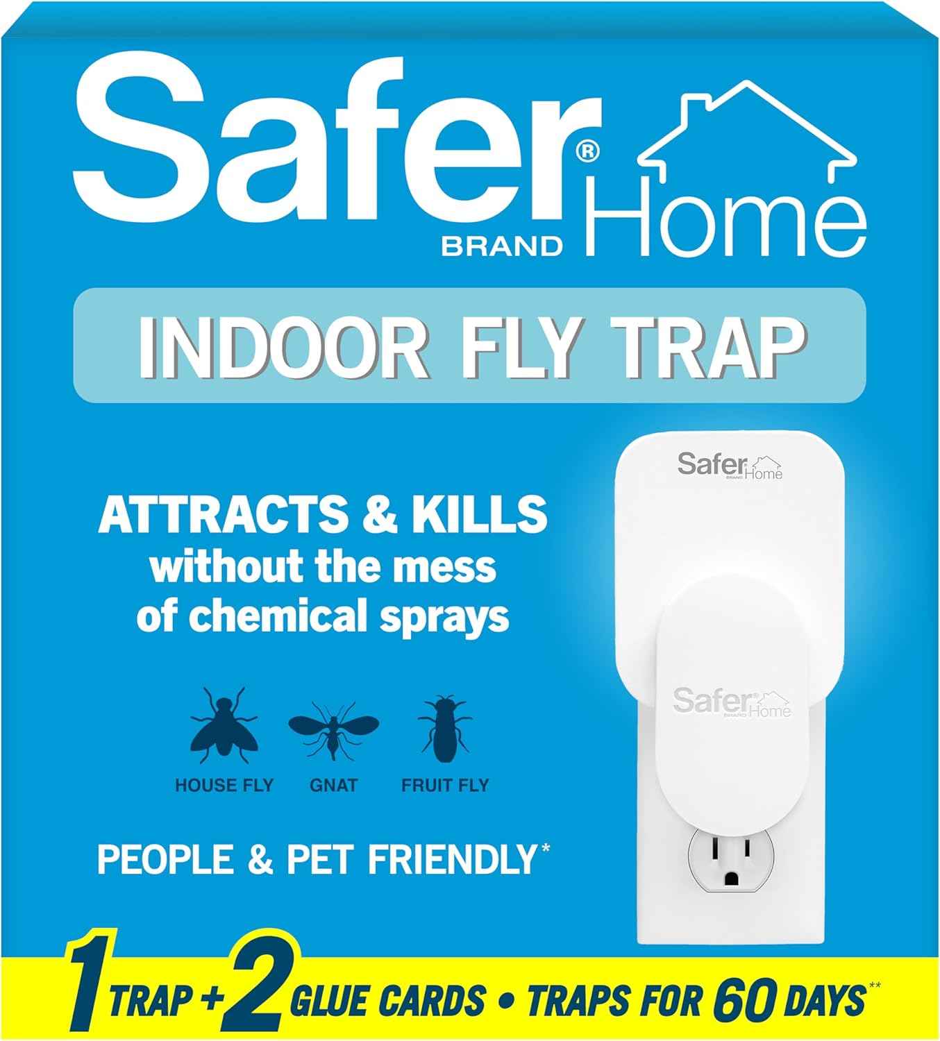 Safer Home SH502 Indoor Fly Trap for 400 Sq Ft - Style: Plug-In Device + 2 Glue Cards