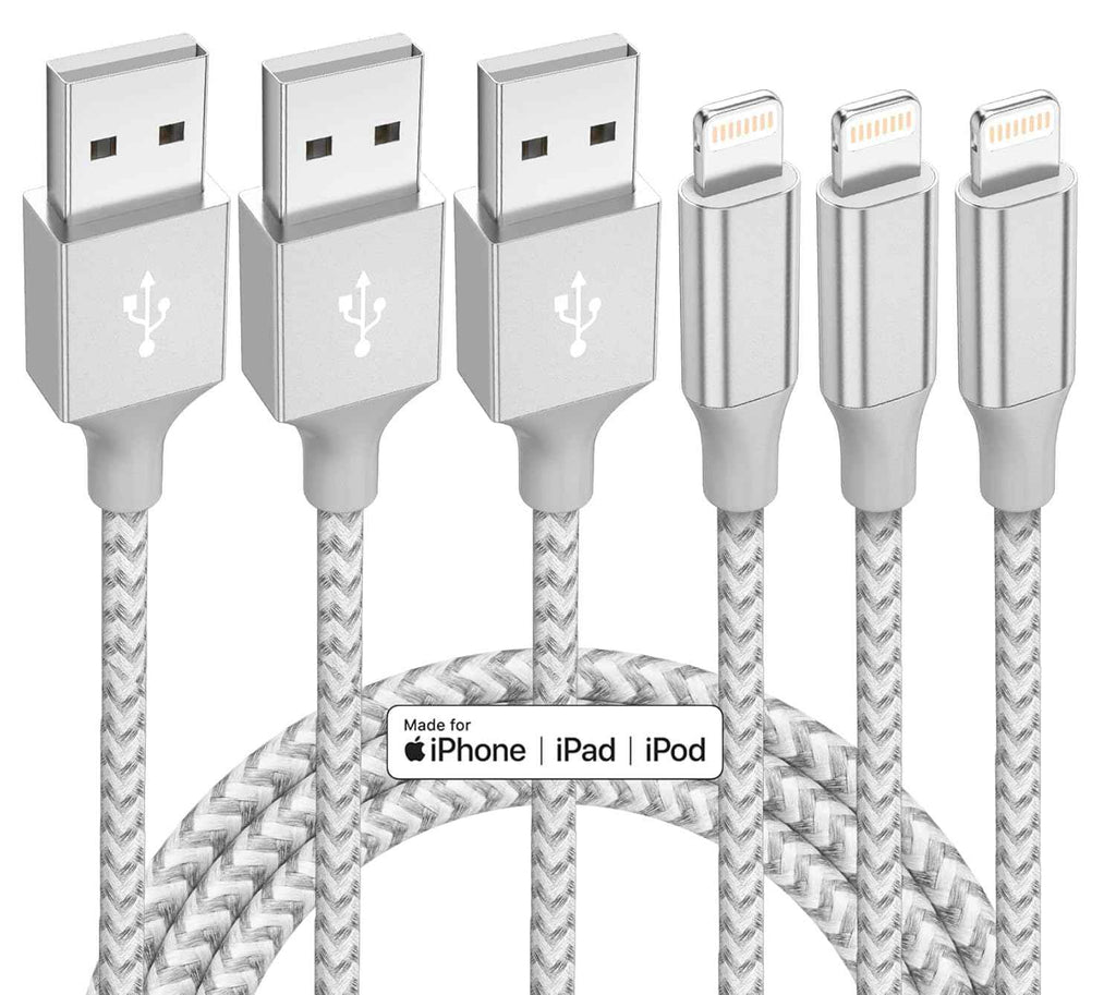 iphone 3 pack 10ft lightning nylon braided apple mfi certified fast charging cord