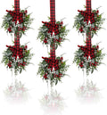 Small Christmas Wreath, 6 Pcs 6" Mini Christmas Wreaths for Cabinets, Small Cabinet Wreaths for Kitchen Cabinet Window Door Farmhouse Christmas Party Decorations Candle Rings Fireplaces (A)