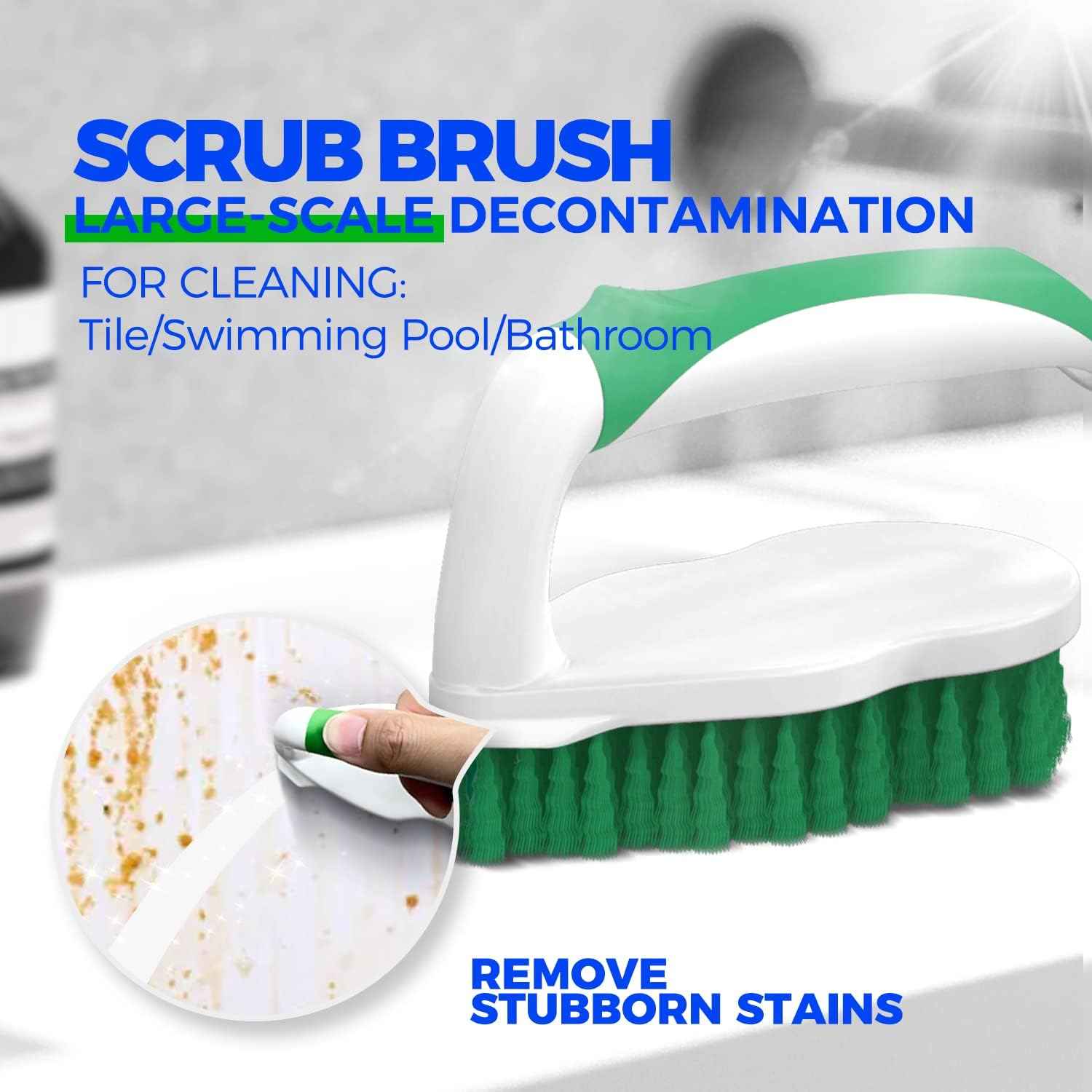 Holikme 7 Pack Deep Cleaning Brush Set, Scrub Pads with Scraper Tip for Pool Walls, Bathroom, Grout, Floor, Tub, Shower and Kitchen Surface (Green)