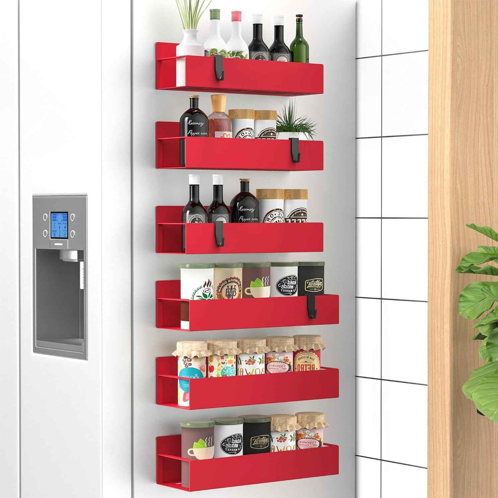 Metal 4 Pack Magnetic Spice Storage Rack Organizer for Refrigerator and Oven, Black Fridge Organizers and Storage