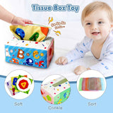 EPOGG 6 in 1 Montessori Toys for Babies 6-12 Months Up - Incl Pull String Toy, Stacking Cups, Tissue Box, Suction Cup Spinner, Stacking Blocks,Activity Cube, Baby Toys for 1 2 3 Year Old