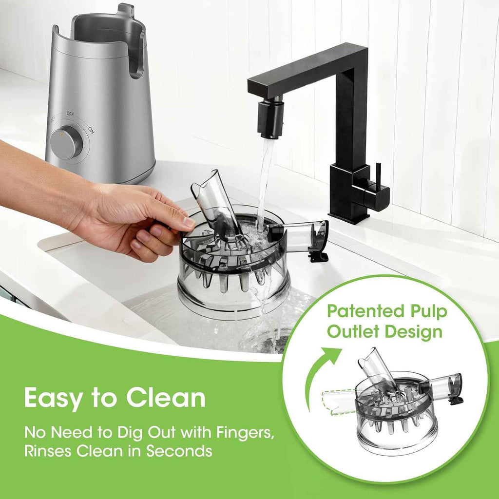 Juicer Machines, 5.3" Wide Feed Chute Cold Press Juicer for Whole Vegetables & Fruits, High Juice Yield, BPA Free (Slivery)