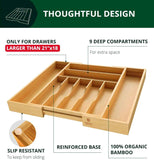 Royal Craft Wood Luxury Bamboo 9 Slot Silverware Organizer for Kitchen Utensil Holder & Cutlery Tray