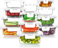 KOMUEE 24 Pieces Glass Food Storage Containers Set,Meal Prep Containers-Stackable Airtight Glass Storage Containers with lids,Freezer, Microwave, Oven Safe,Gray