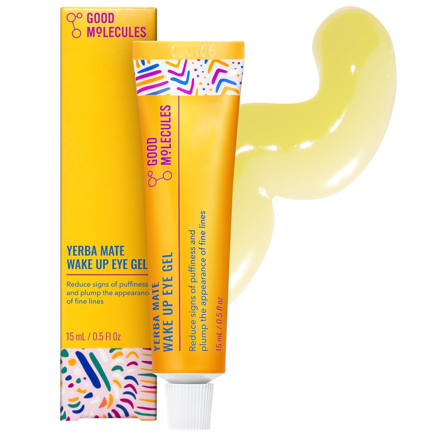 Good Molecules Yerba Mate Wake Up Eye Gel - Hydrating Under Eye Cream with Hyaluronic Acid and Caffeine for Dark Circles and Puffiness