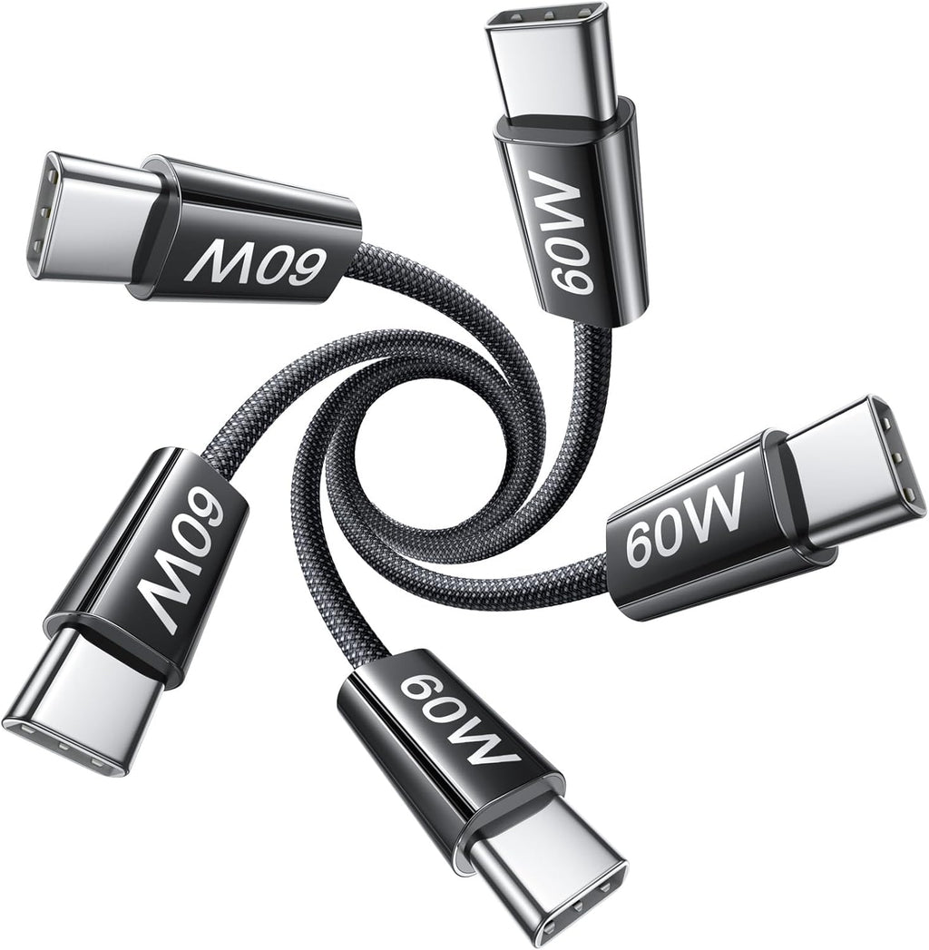 Lisen 5-pack usb c to c cable, 60w fast charging, 10ft for iphone 17, ipad, galaxy s25/s24