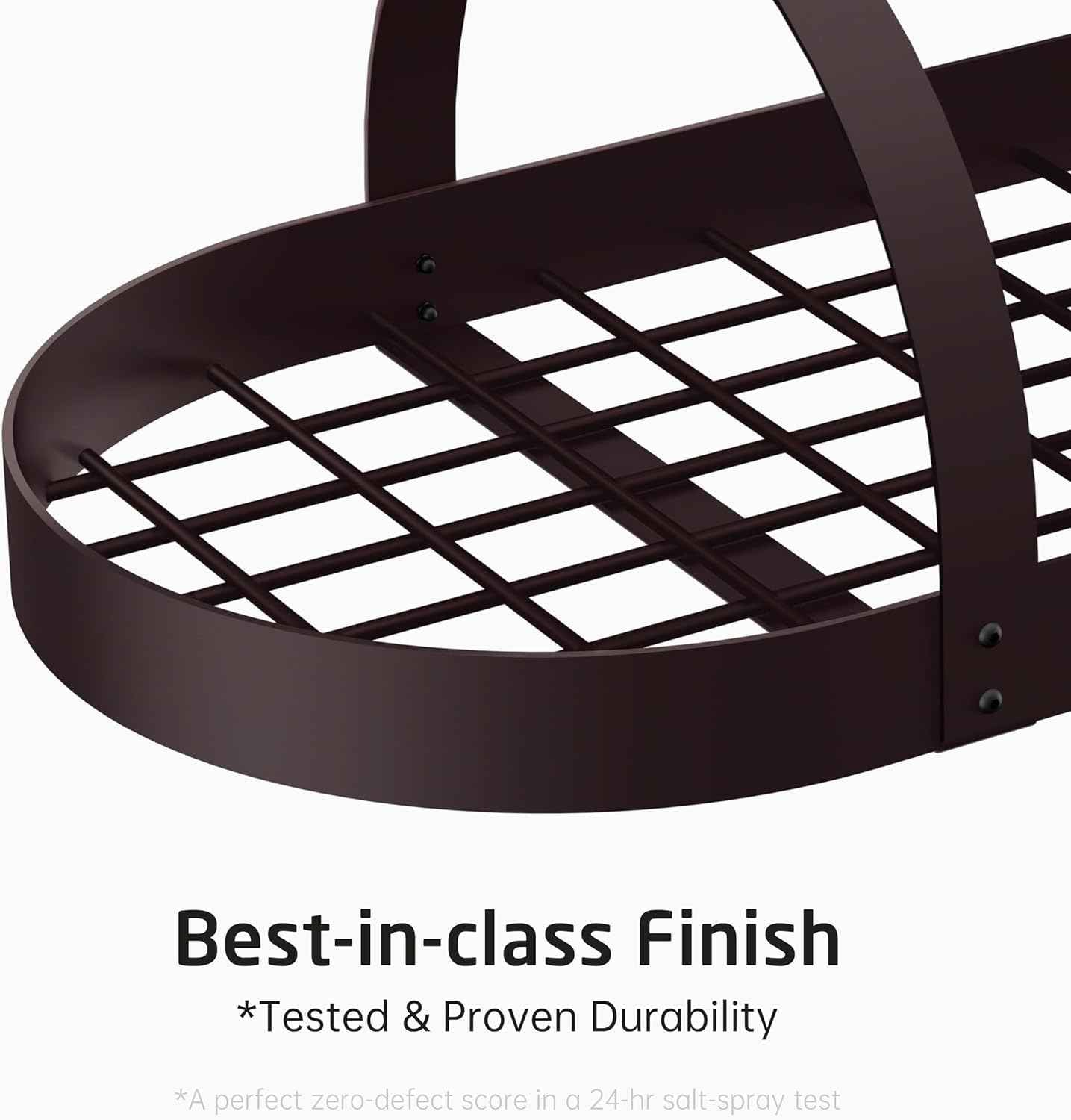 KES 34 Inch Oiled Bronze Hanging Pot Rack, Heavy Duty Oval Pot and Pan Hanging Rack Ceiling Mount, Pot Pan Hangers for Kitchen with 20 Hooks, (For 16" and 24" Joist Mount), KUR221S85-OB