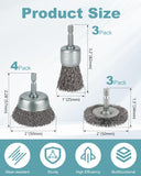 10 Pcs Wire Brush for Drill, Coarse Carbon Steel Crimping Wire Wheel Brush, 1/4 Inch Hex Shank, Cup Brush Drill Bit for Cleaning Rust, Stripping and Abrasive