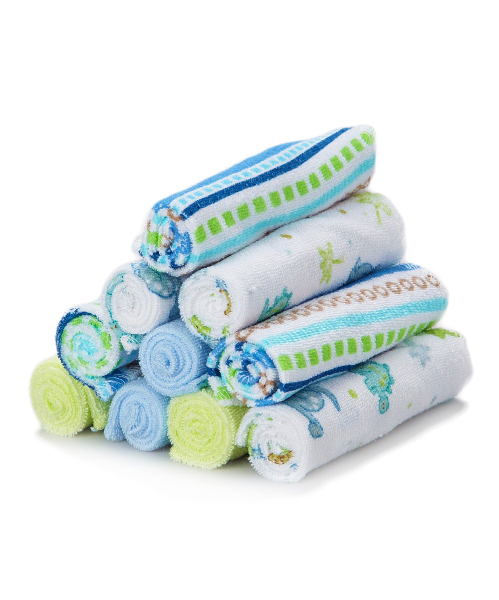 Spasilk newborn washcloths, 10-pack, 80% cotton, 20% polyester, 9x9 inches, various colorful prints