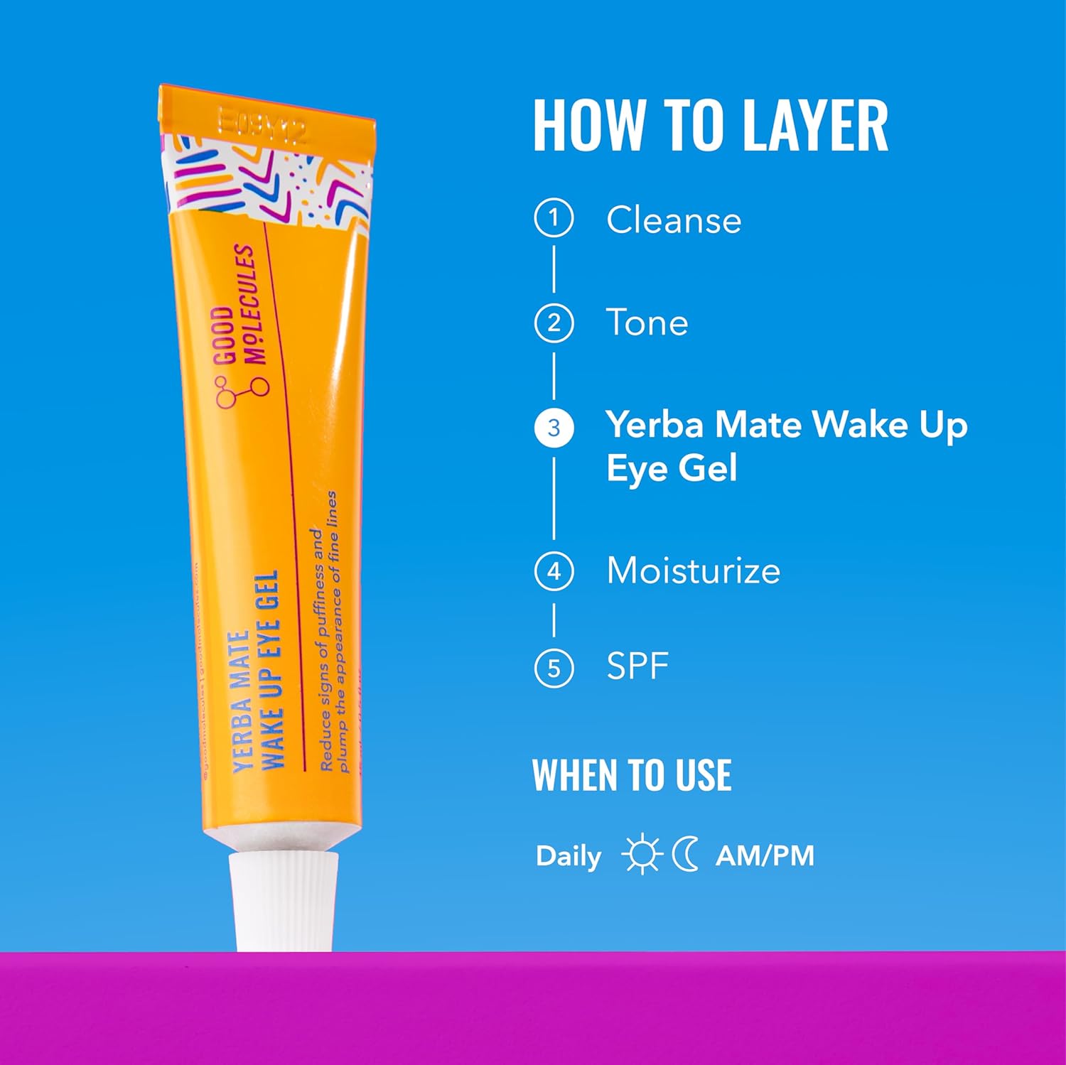 Good Molecules Yerba Mate Wake Up Eye Gel - Hydrating Under Eye Cream with Hyaluronic Acid and Caffeine for Dark Circles and Puffiness