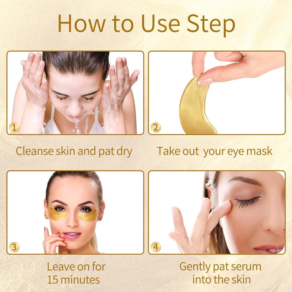 24k Gold Under Eye Patches, 40 Pairs Eye Mask for Dark Circles, Puffy Eyes