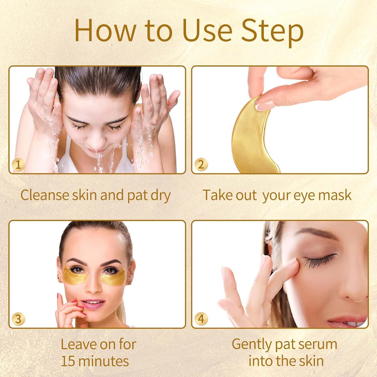 24k Gold Under Eye Patches, 40 Pairs Eye Mask for Dark Circles, Puffy Eyes