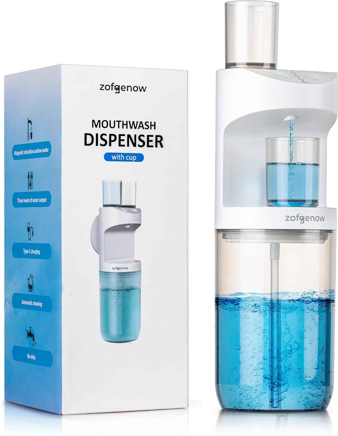 zofgenow automatic mouthwash dispenser white bathroom accessories 19.4 fl oz