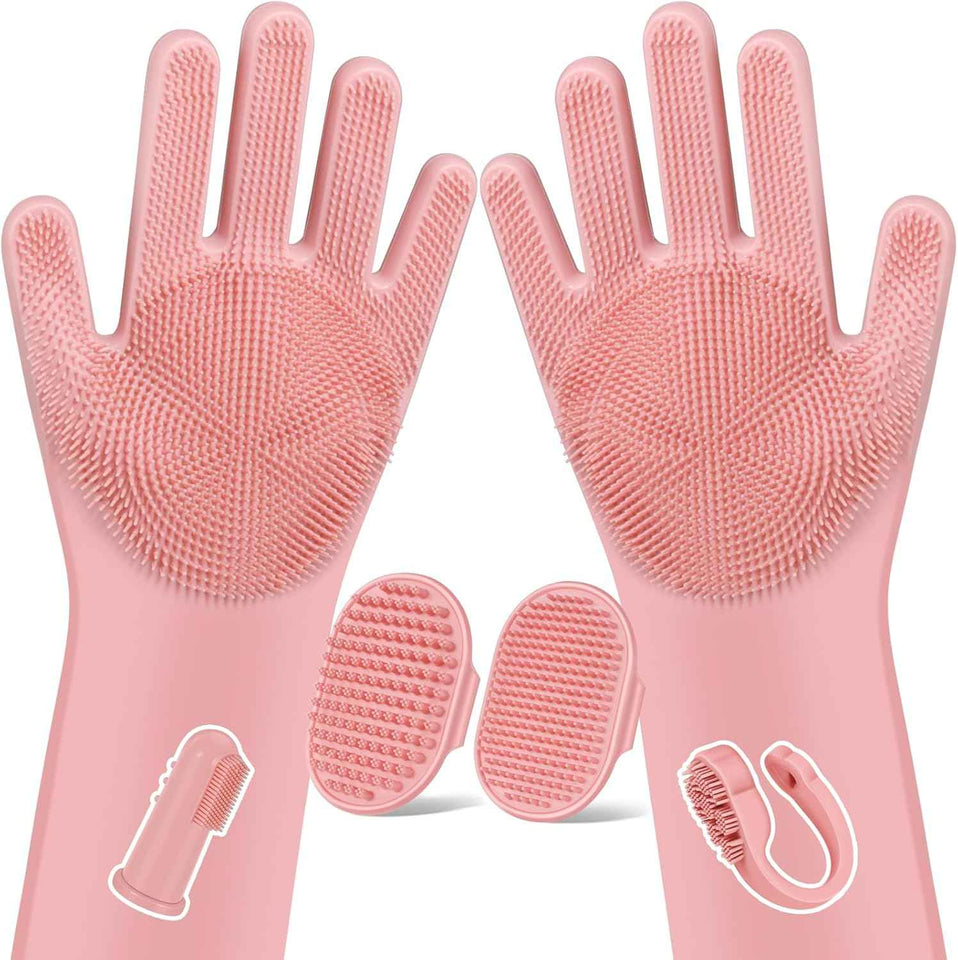 6PCS Pet Grooming Kit for Dogs,Cats and Horses | Dog Washing Gloves | Dog Bath Brush | Dog Bath Gloves | Dog Shampoo Brush | Pet Grooming Gloves | Dog Bath Supplies (Navy Blue)
