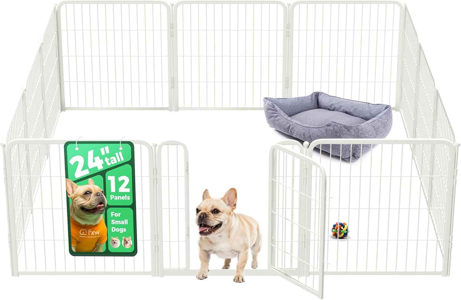 FXW Homeplus Unleashed Indoor Dog Playpen - Stress-Free and Safe Play, Heavy Duty 24 Inch 6 Panels Dog Pen for Puppy and Small Dogs, Black│Patented