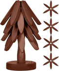 Wooden Cup Coaster Set，Tree Shape Trivet Set,Tree Coasters- 4 Wooden Trivets + 1 Stand stored for hot Dish/Pot/Bowl/teapot/hot Pot Set (Brown)