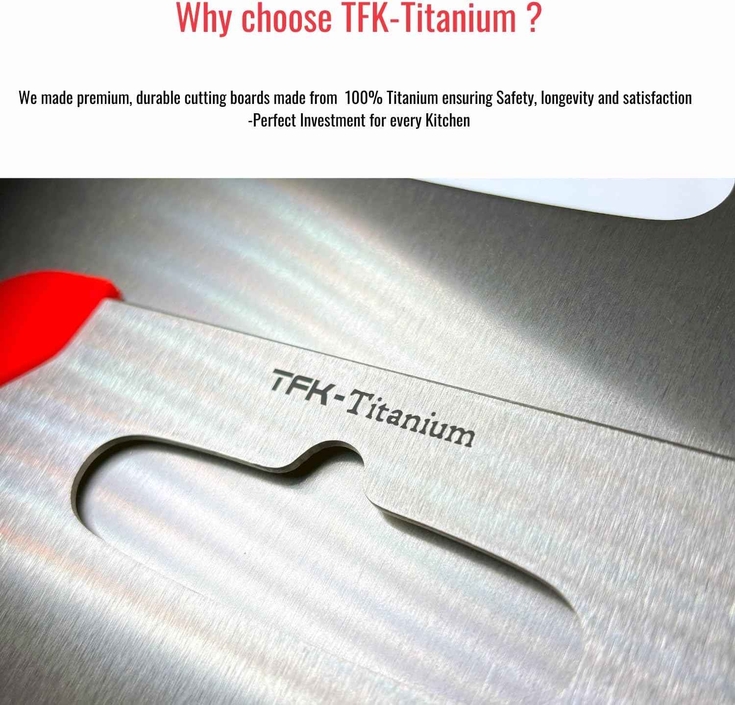 100% Pure Titanium Cutting Board with Non Slip Silicon Pads for Kitchen, Non Toxic and Dishwasher Safe