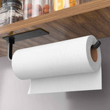 Upgraded Aluminum Paper Towel Holder - Self-Adhesive or Drilling, Matte Black, Kitchen Roll Dispenser