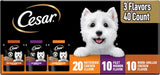 cesar filets in gravy wet dog food rotisserie chicken flavor, filet mignon flavor, and wood-grilled chicken variety pack for adult dogs