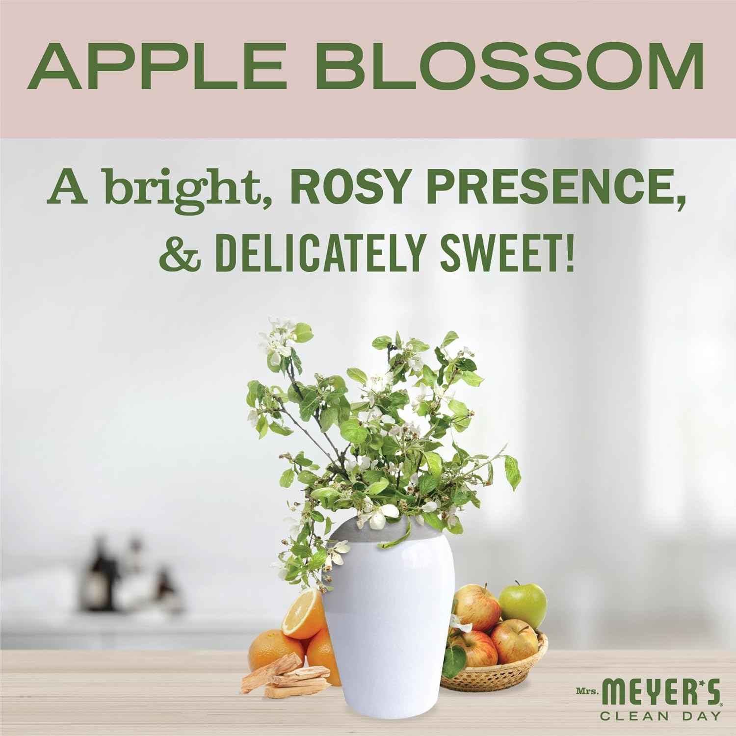 Mrs. Meyer's Apple Blossom Vinegar Gel Cleaning Spray, 16 Fl Oz, No-Rinse Formula for Bathroom Use