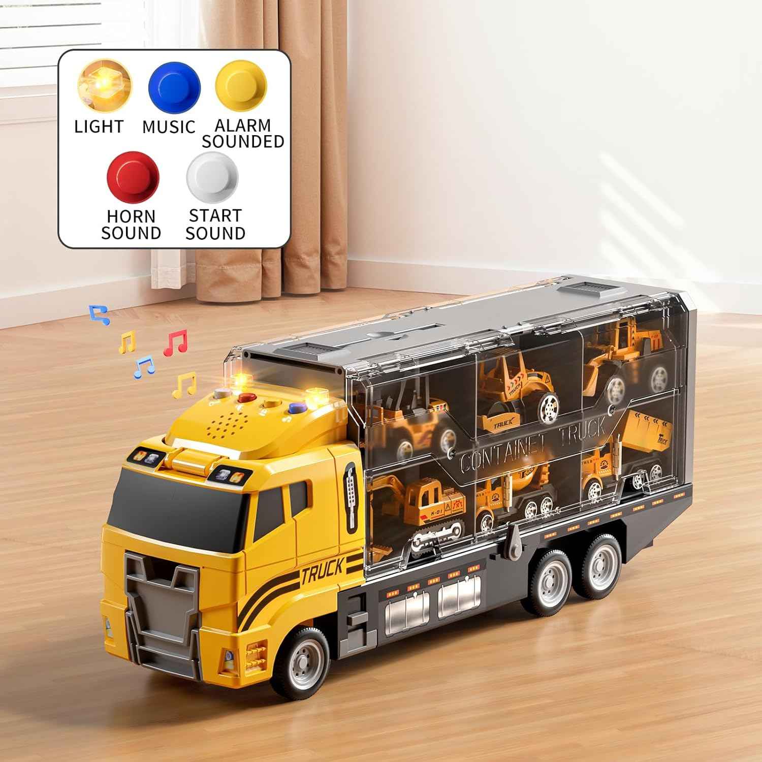 Niplooow toddler boys construction truck vehicle toy set with play mat and die-cast toy car for kids 3-5