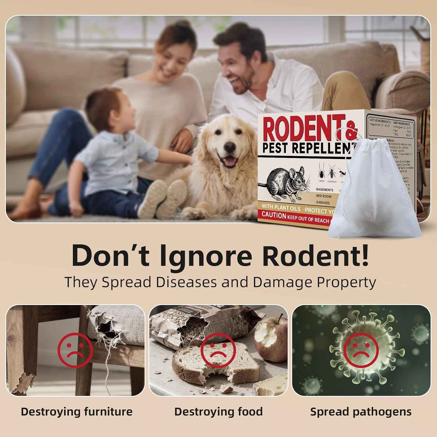 Mouse Repellent 36 Balls, Peppermint Rodent Repellent for Indoor & Outdoor Use, Long-Lasting Safe Mice Deterrent, Natural Effective Moth Balls for Rodent Control for Home, Car & Garden