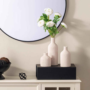 Ceramic White Flower Vase Set of 3 Home Decorations for Living Room Kitchen
