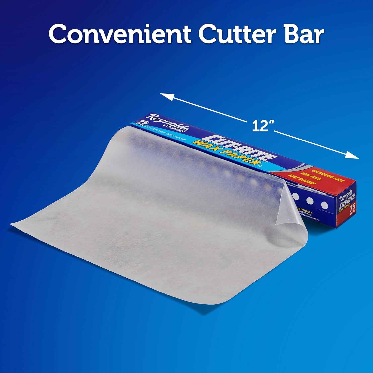 Reynolds Cut-Rite Wax Paper, 75 Square Foot Roll, Non-Stick, Microwave Safe, Versatile Kitchen Tool