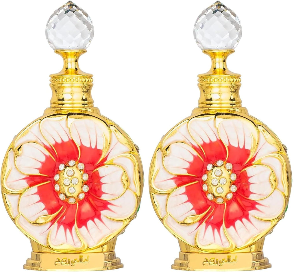 swiss arabian layali rouge 0.5 oz luxury perfume oil fragrance with mango rose and coconut notes
