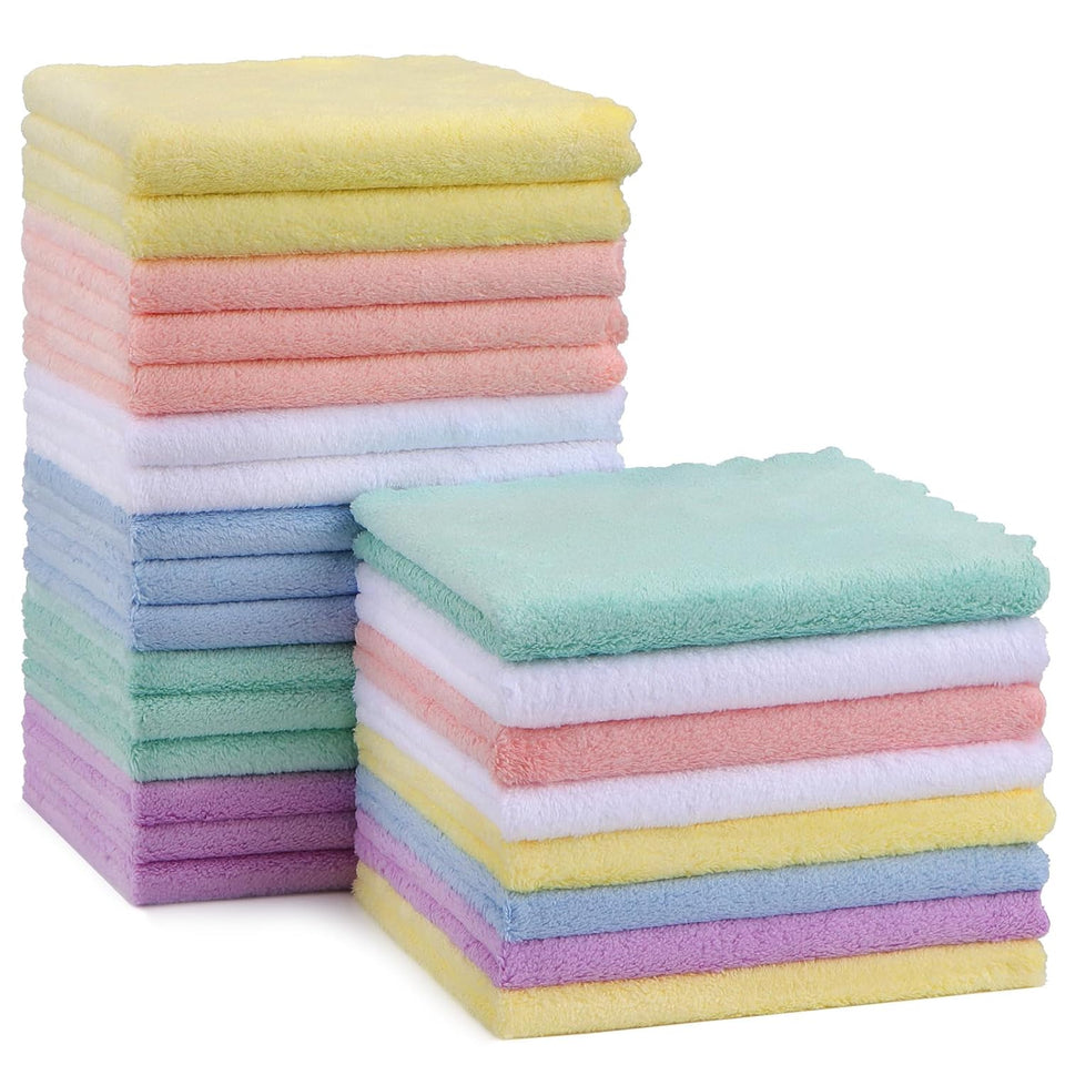 homexcel microfiber coral fleece baby washcloths 24 pack 7x9 inch