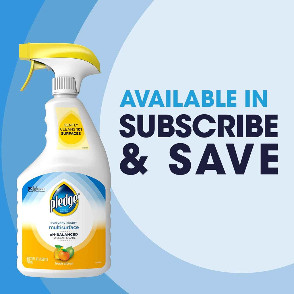 Pledge pH-Balanced Multisurface Cleaner Spray for Everyday Care, Fresh Citrus Scent, 25oz (Pack of 3)
