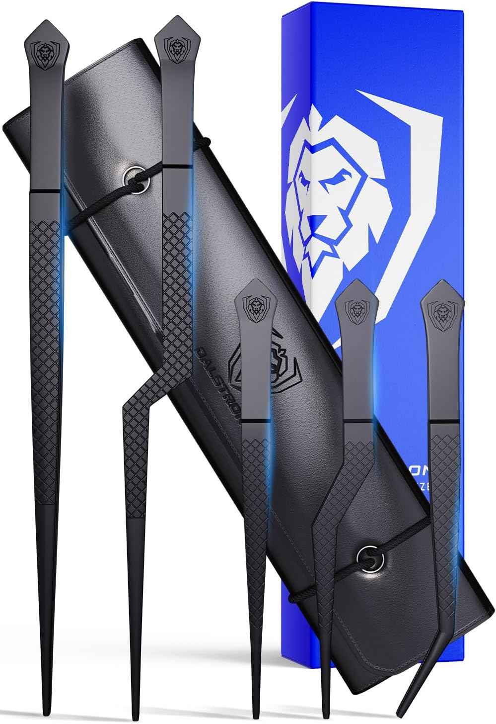 Dalstrong Professional Food Tweezers-Giftable 4pc Set-6.5"-High-Precision Tweezer Tongs-Black Titanium Coating-Plating, Multi-use-304 Stainless Steel-Culinary Fine Use-Metal Kitchen Tongs
