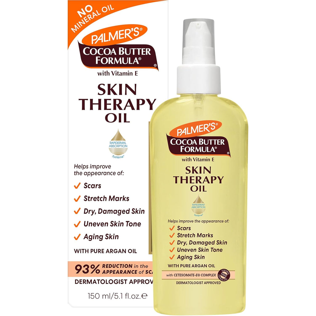 Palmer's Cocoa Butter Formula Skin Therapy Moisturizing Body Oil with Vitamin E & PLre Argan Oil, Deep Body Moisturizer for Dry, Damaged Skin, 5.1 Ounces