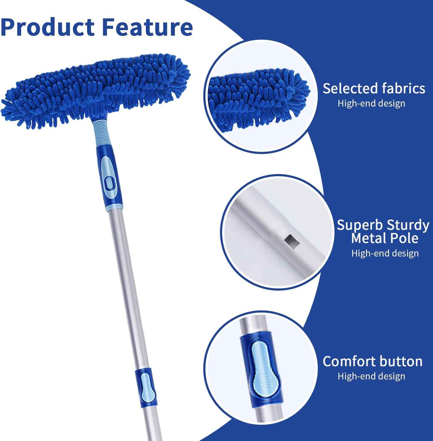 LOMIDA Professional Window Squeegee Kit - Lightweight 62" Aluminum Pole, Rotatable 2-in-1 Cleaning Tool for Cars, Showers & High Windows