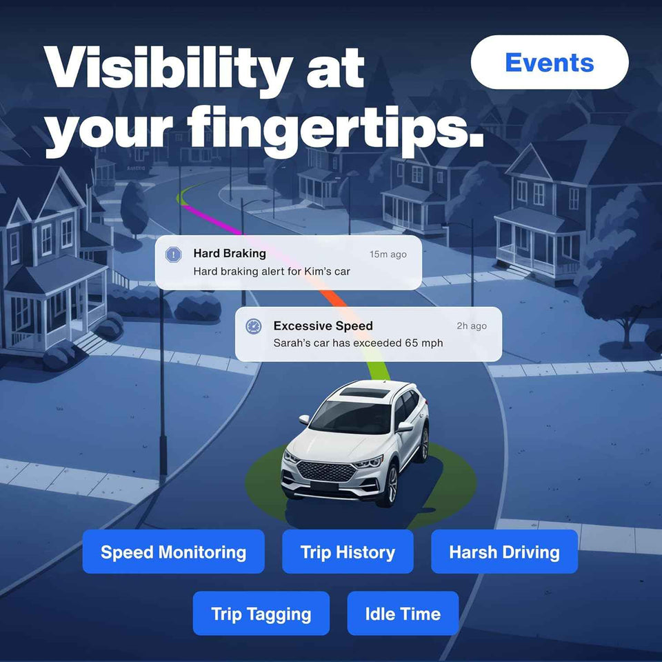 Bouncie GPS Tracker for Vehicles with Real-Time Location, Route History, Speed Monitoring, Geo-Fence & Accident Notifications - for Fleets & Family - Cancel Anytime