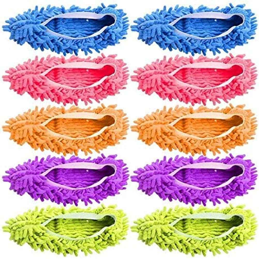 microfiber mop slipper shoes set for men women kids soft washable reusable free size