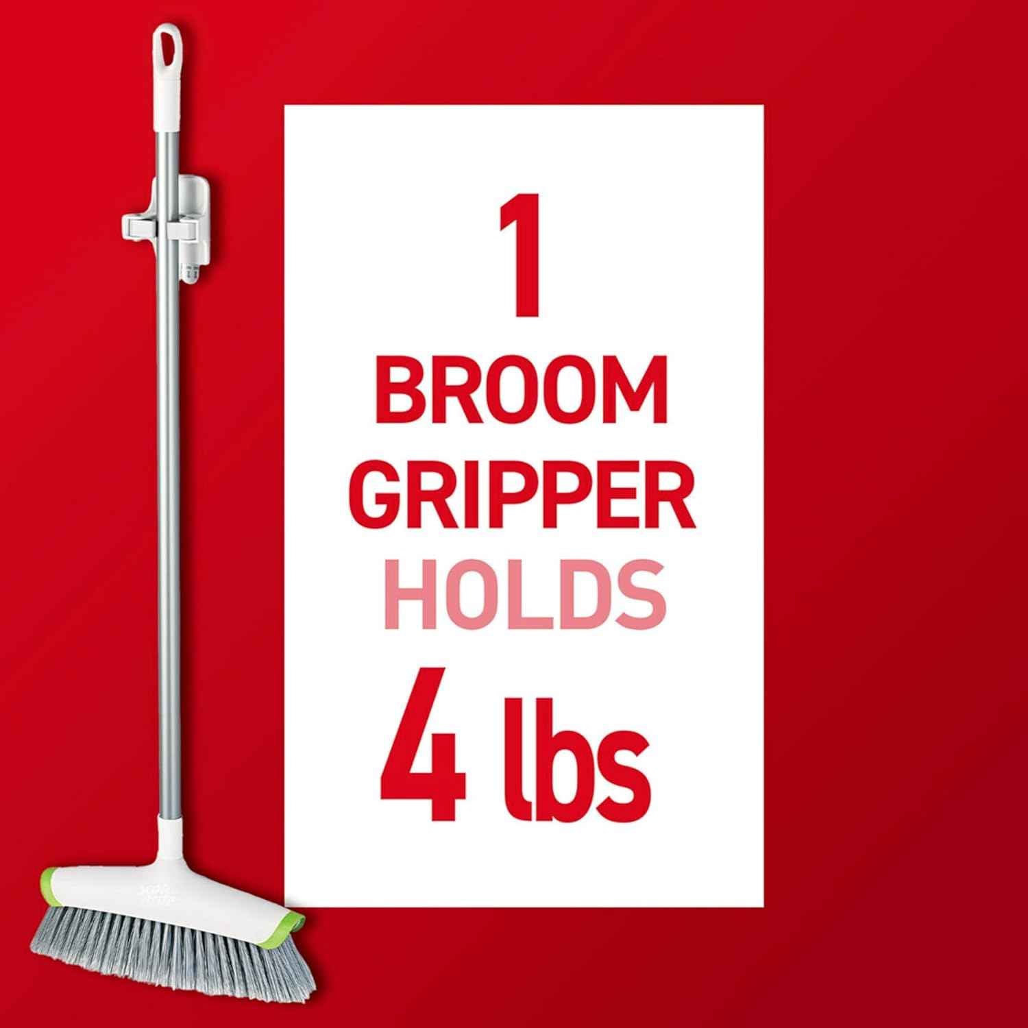 command damage-free broom and mop hangers, 2 hangers and 4 strips, wall mount household cleaning organizer
