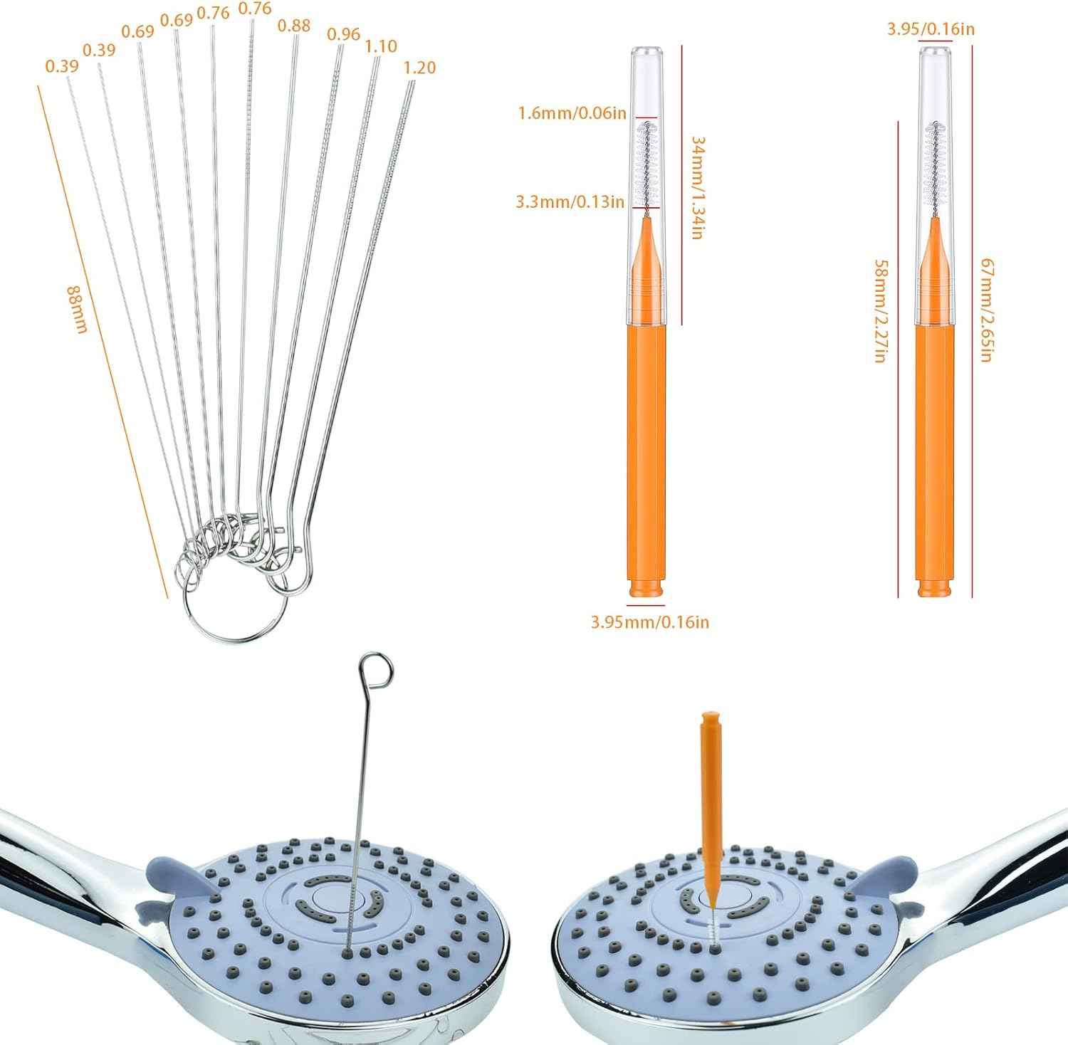 Shower Head Cleaning Brush Tool with Angled Design for Bathroom Pipes and Car Washers