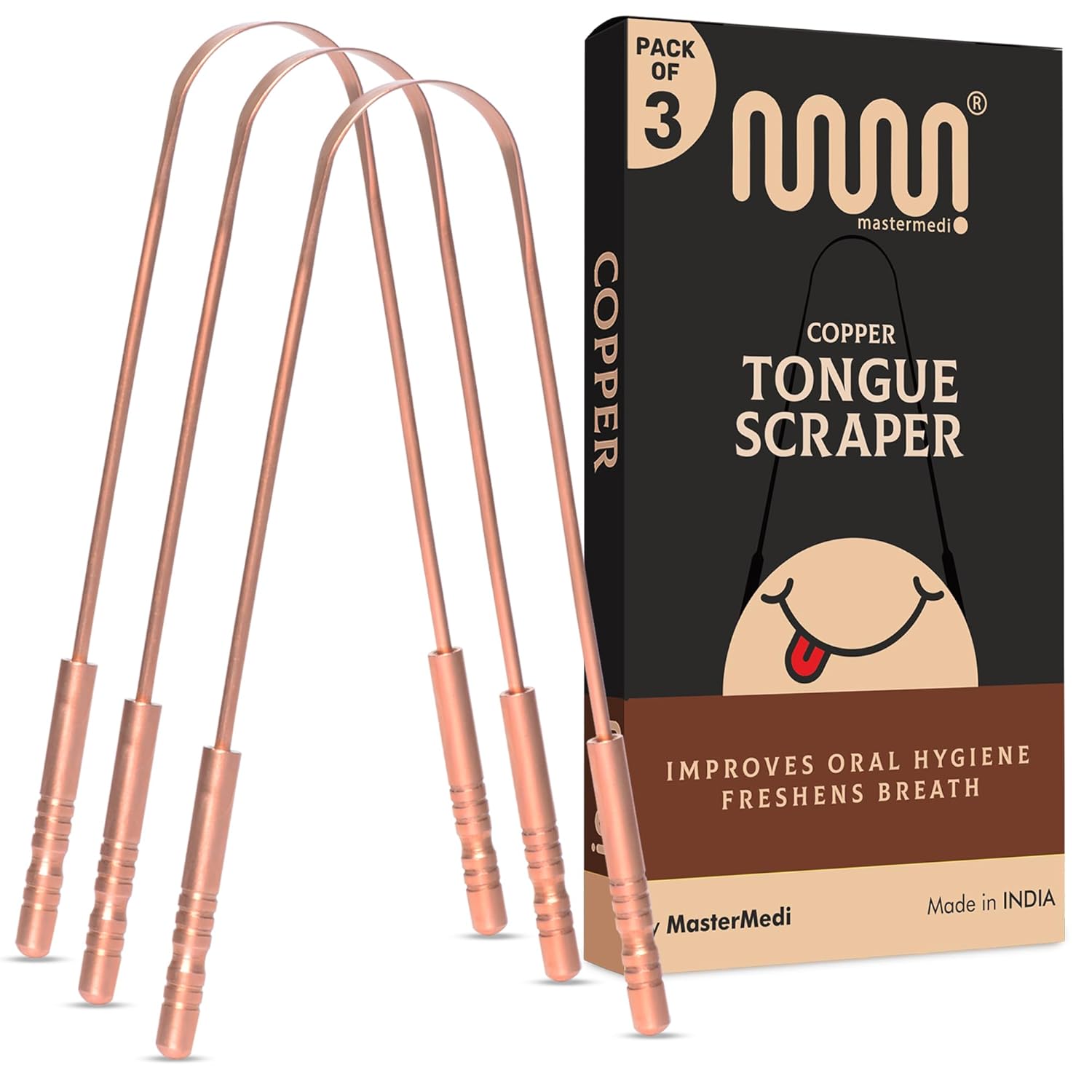 mastermedi 100 stainless steel tongue scraper for adults bad breath oral care